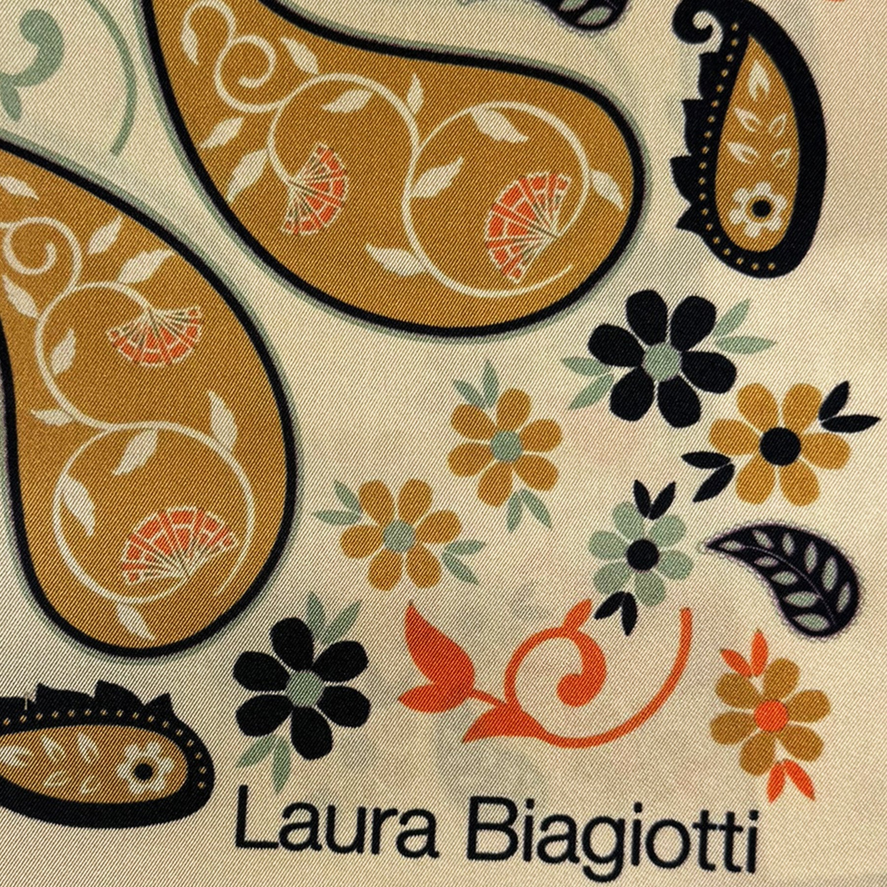 Laura Biagiotti Silk Scarf Brown Paisley