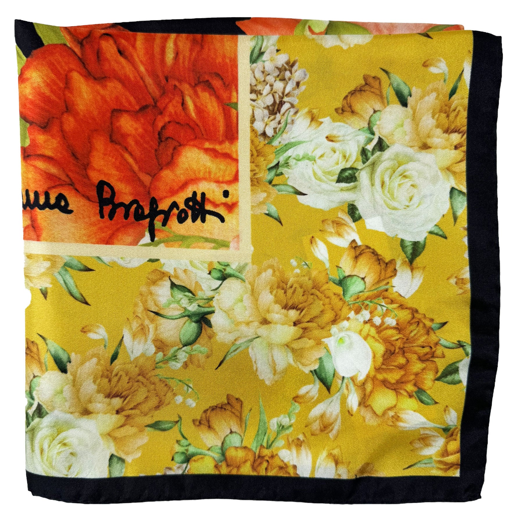 Laura Biagiotti Silk Scarf Floral Design - Large 36 Inch Square Foulard