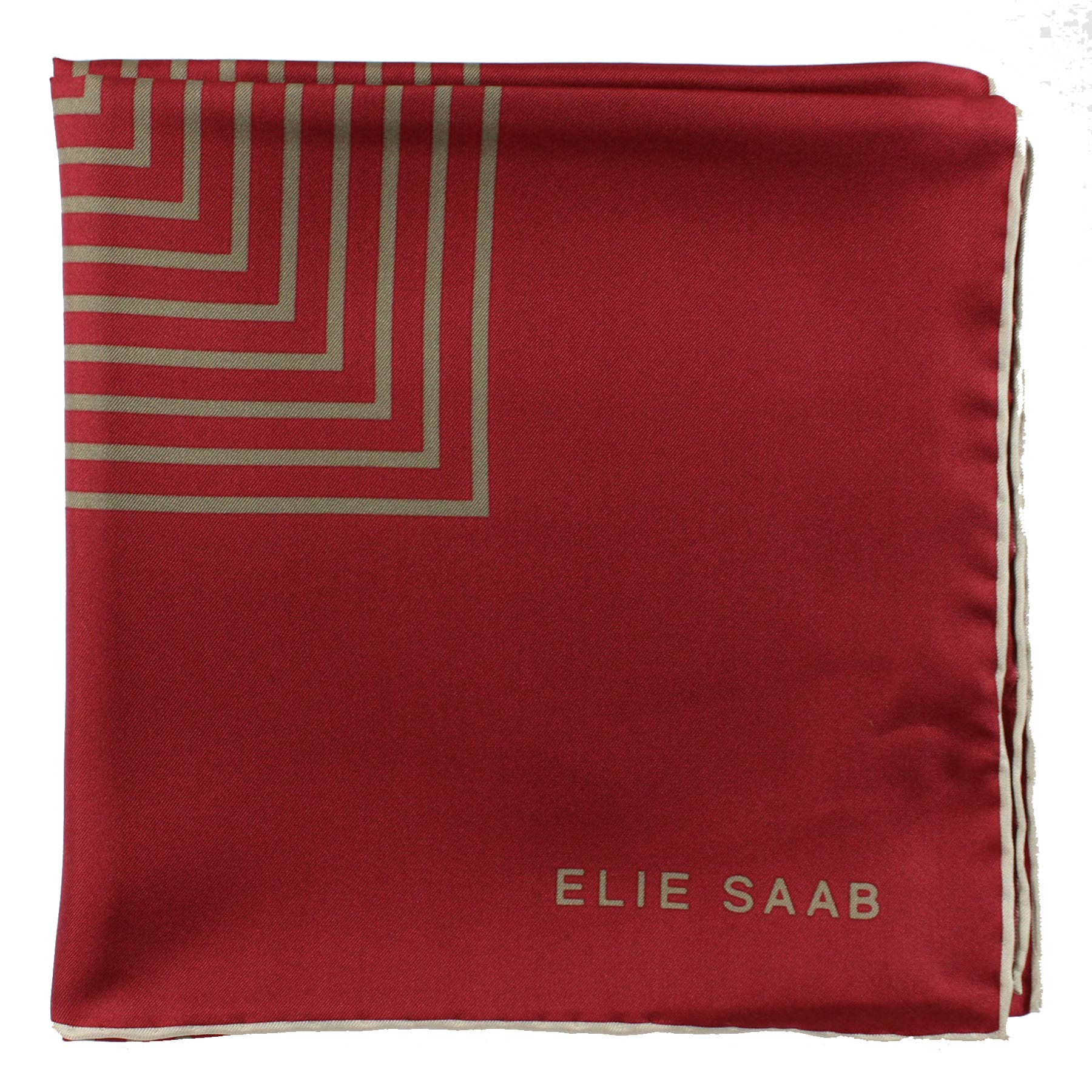 Elie Saab Scarf Maroon Gray Design - Twill Silk Foulard