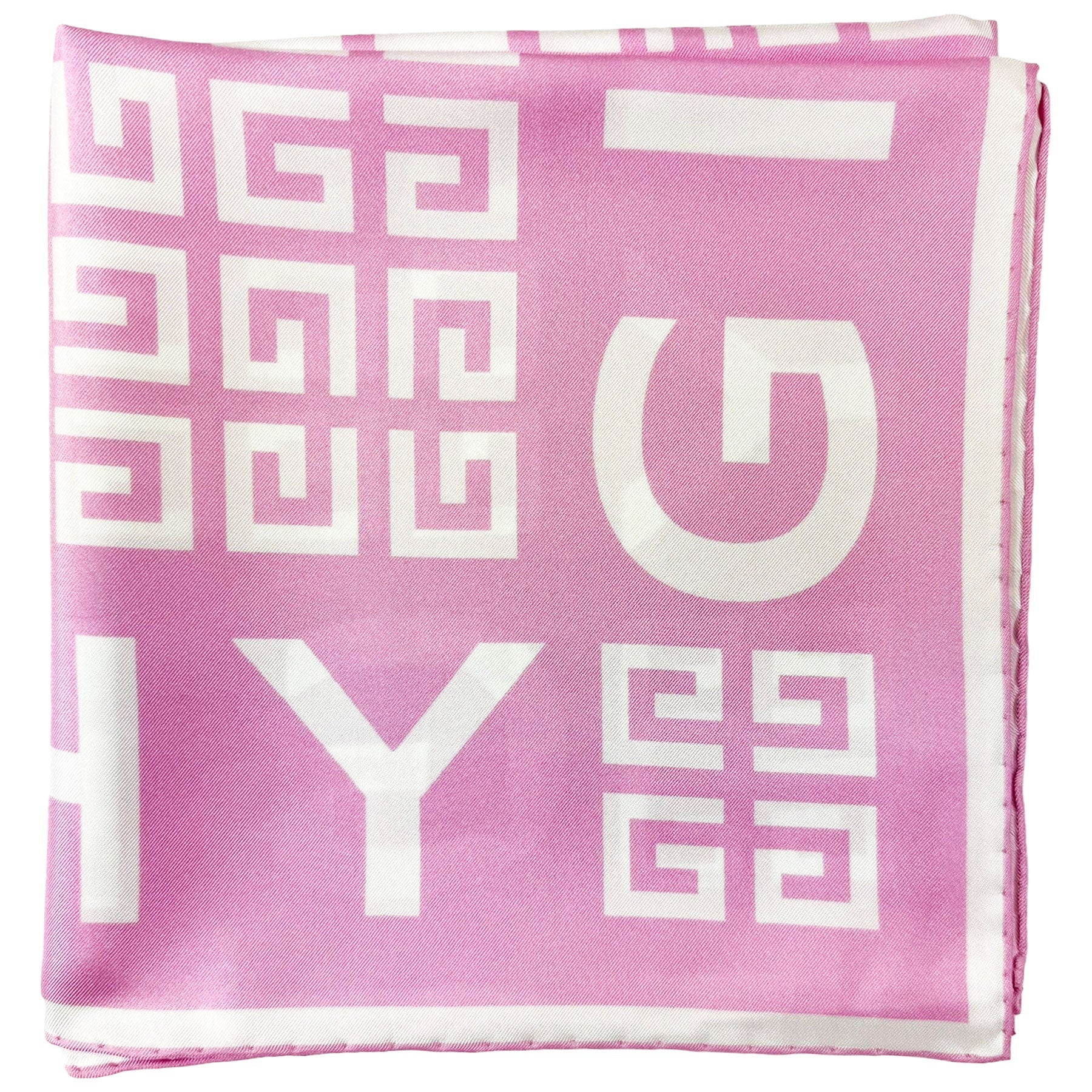 Givenchy Scarf Pink 4G Design - Square Twill Silk Foulard