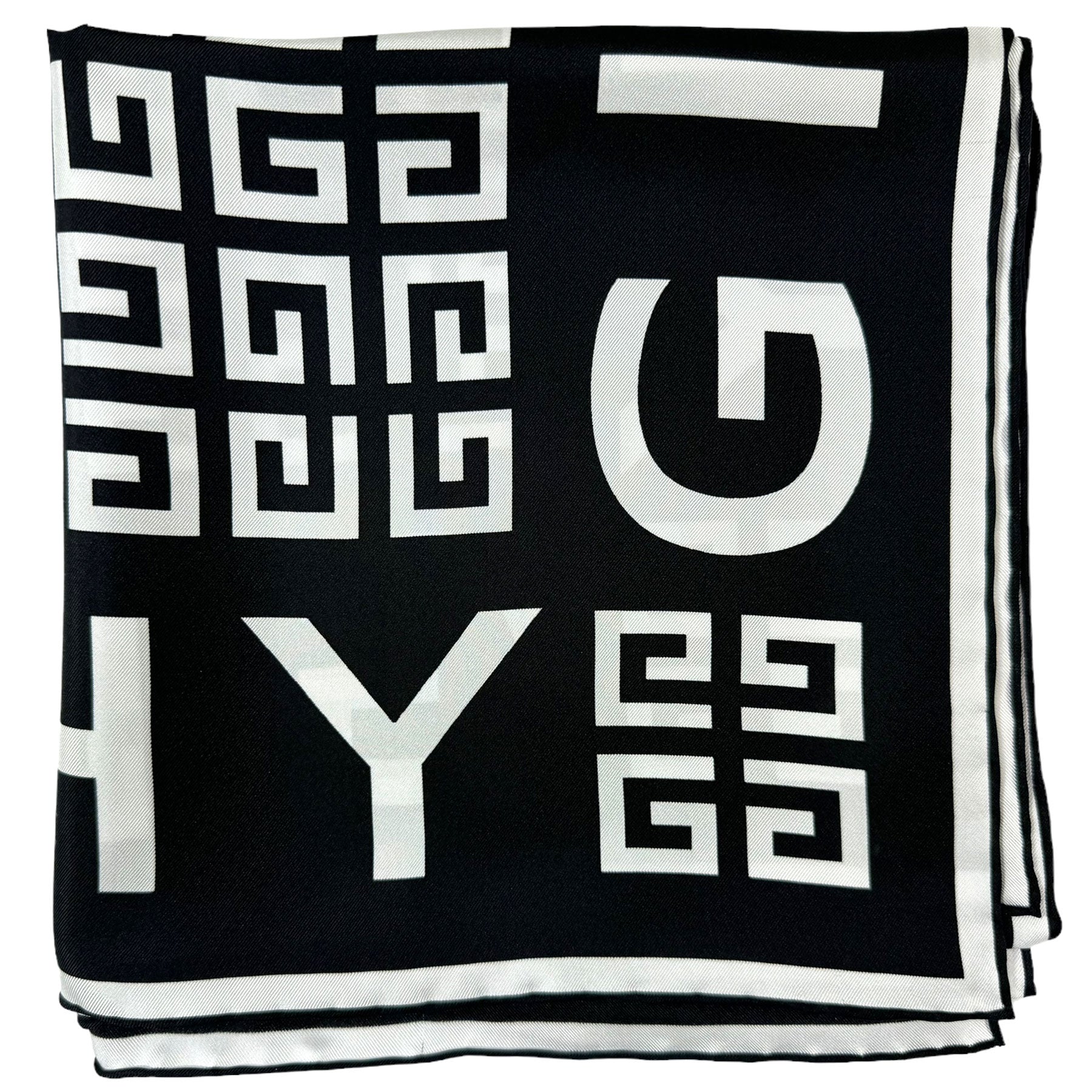 Givenchy Scarf Black 4G Design - Square Twill Silk Foulard 2024 Collection