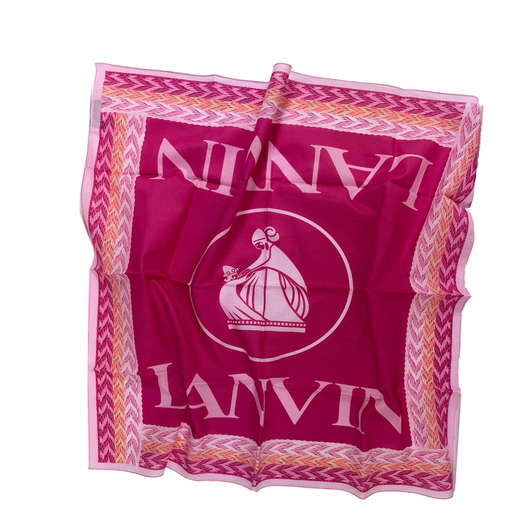 Lanvin Small Cotton Scarf Pink Orange Design