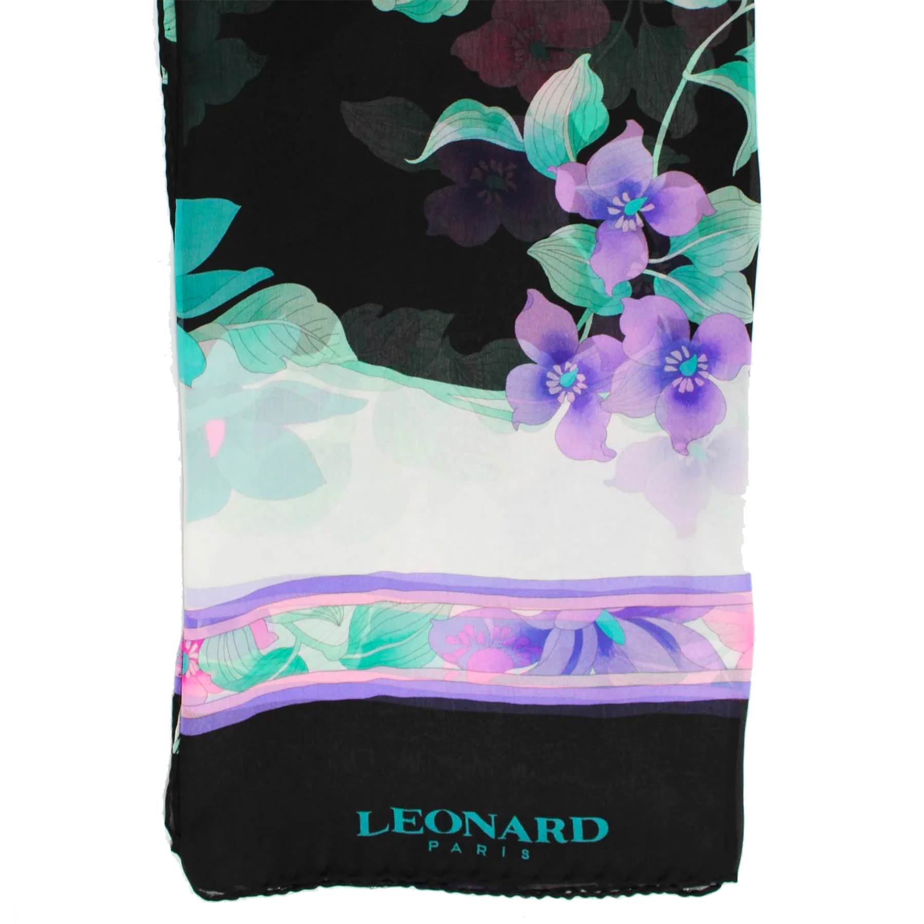 Leonard Paris Scarf Black White Lilac 