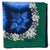 E. Marinella Scarf Green Navy Blue Floral Design  - Twill Silk Square Foulard