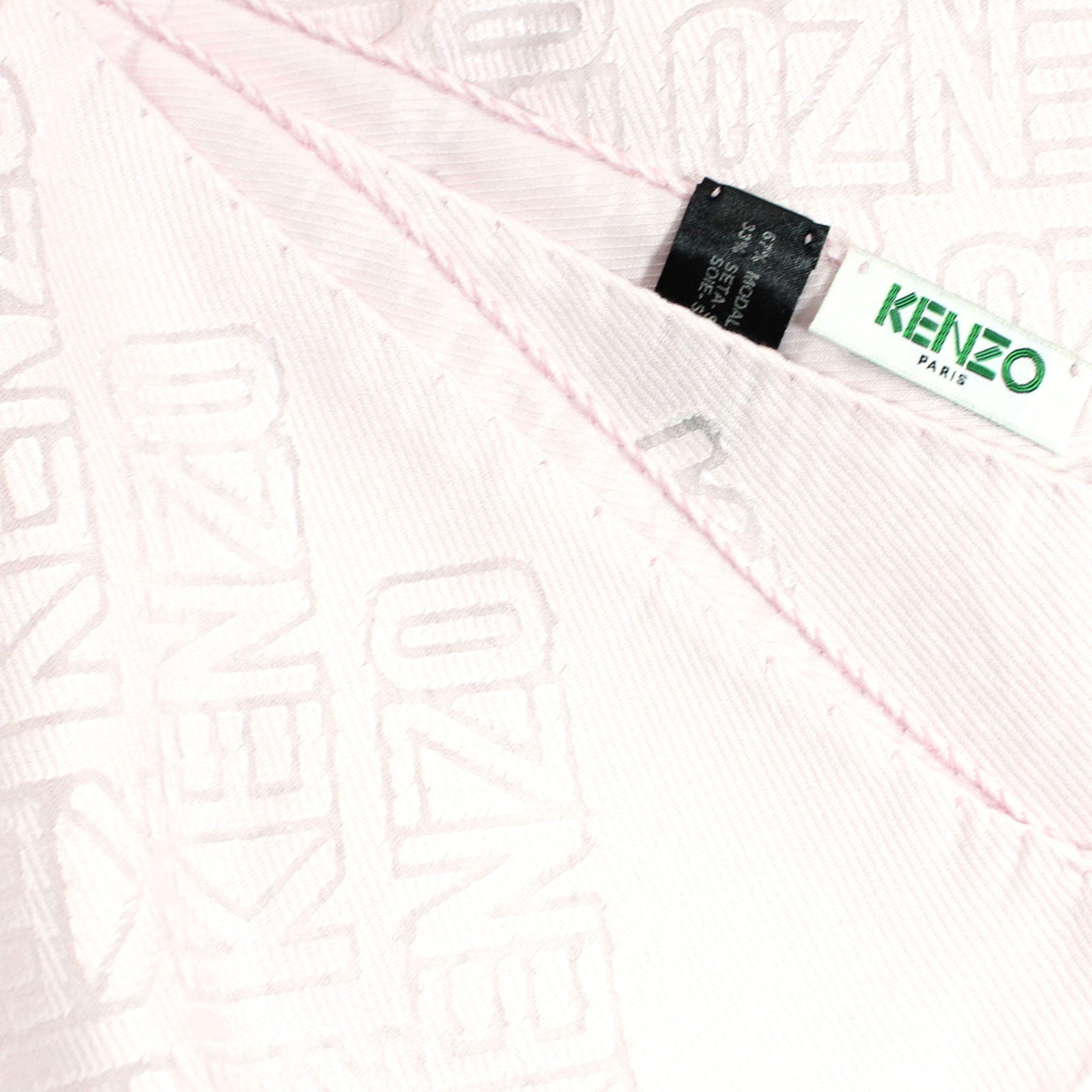 Kenzo Scarf Light Pink Logo Design - Extra Large Modal SIlk Wrap