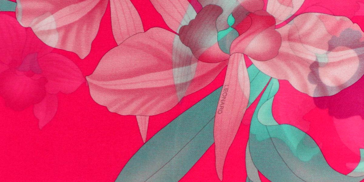 Leonard Paris Chiffon Silk Floral Scarves