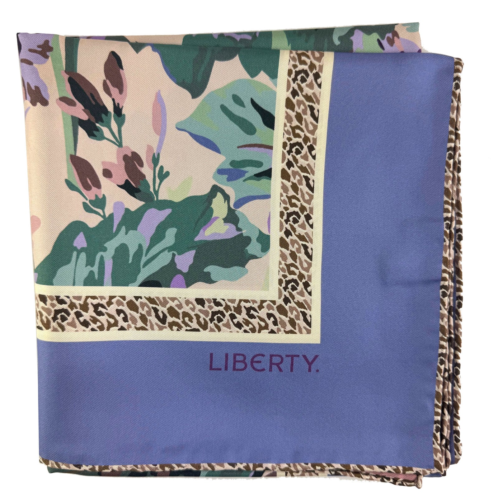 Liberty London Scarf Lilac Leopard - Twill Silk Square Foulard