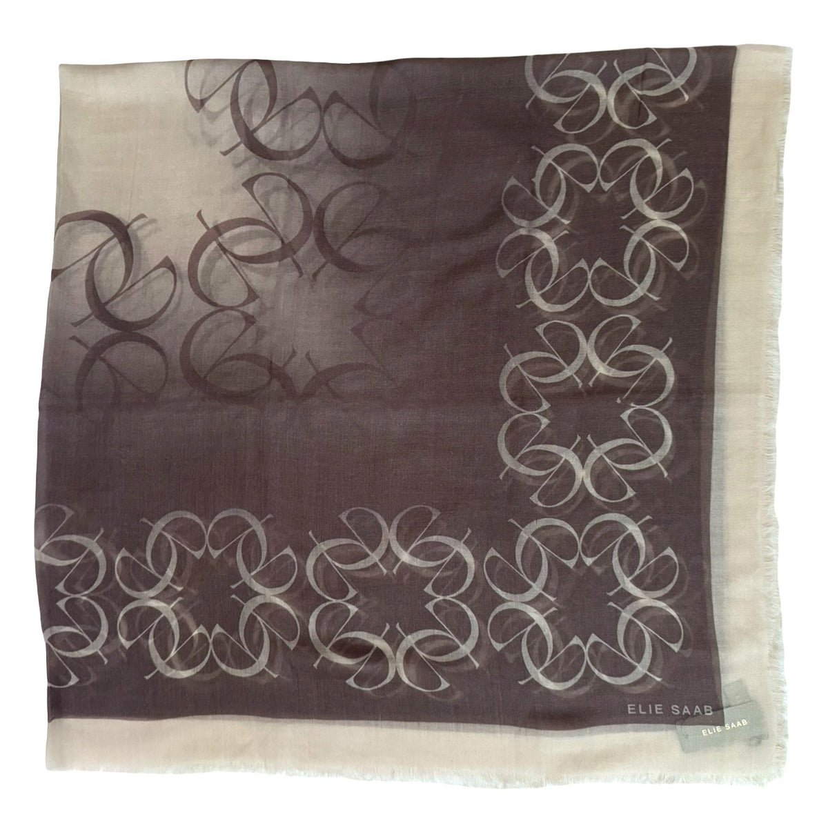 Elie Saab Scarf Mauve Gray Signature Logo