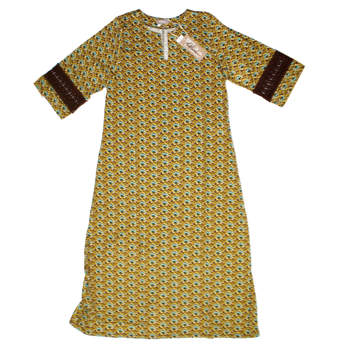 Olivia Kaftan Olive Pattern Women Beachwear Hand Made In Italy 