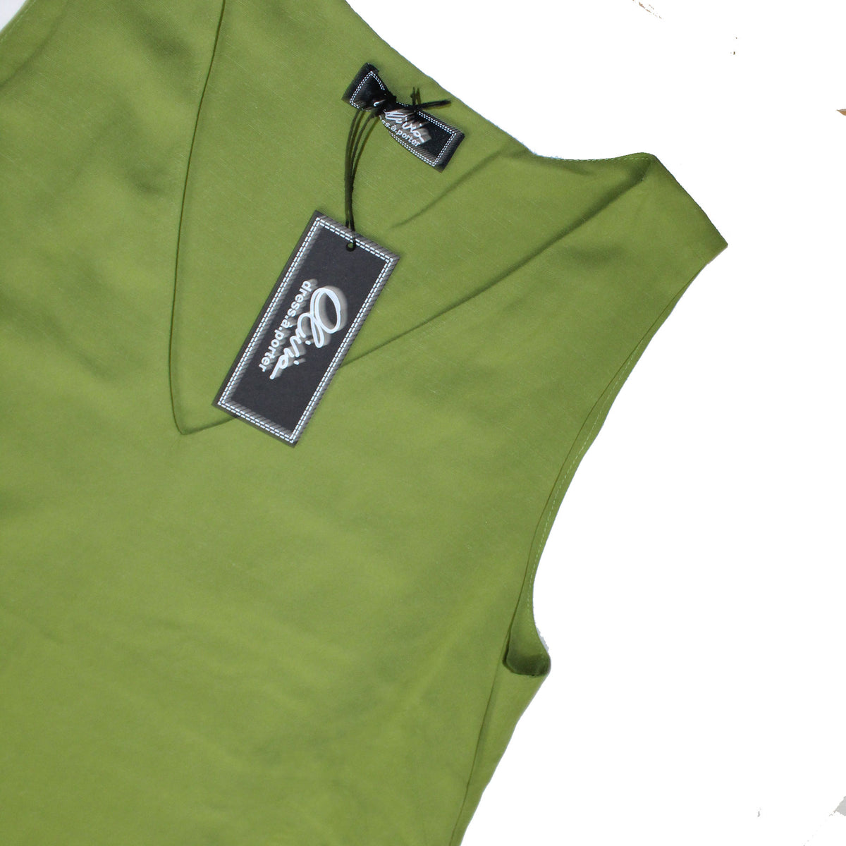 Olivia Long Dress Green Linen Viscose - Women Beachwear Hand Made In Italy