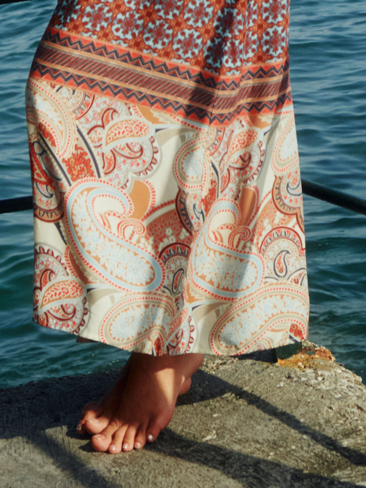 Olivia Kaftan Blue Brown Red Paisley Women Beachwear - Hand Made In Italy SALE