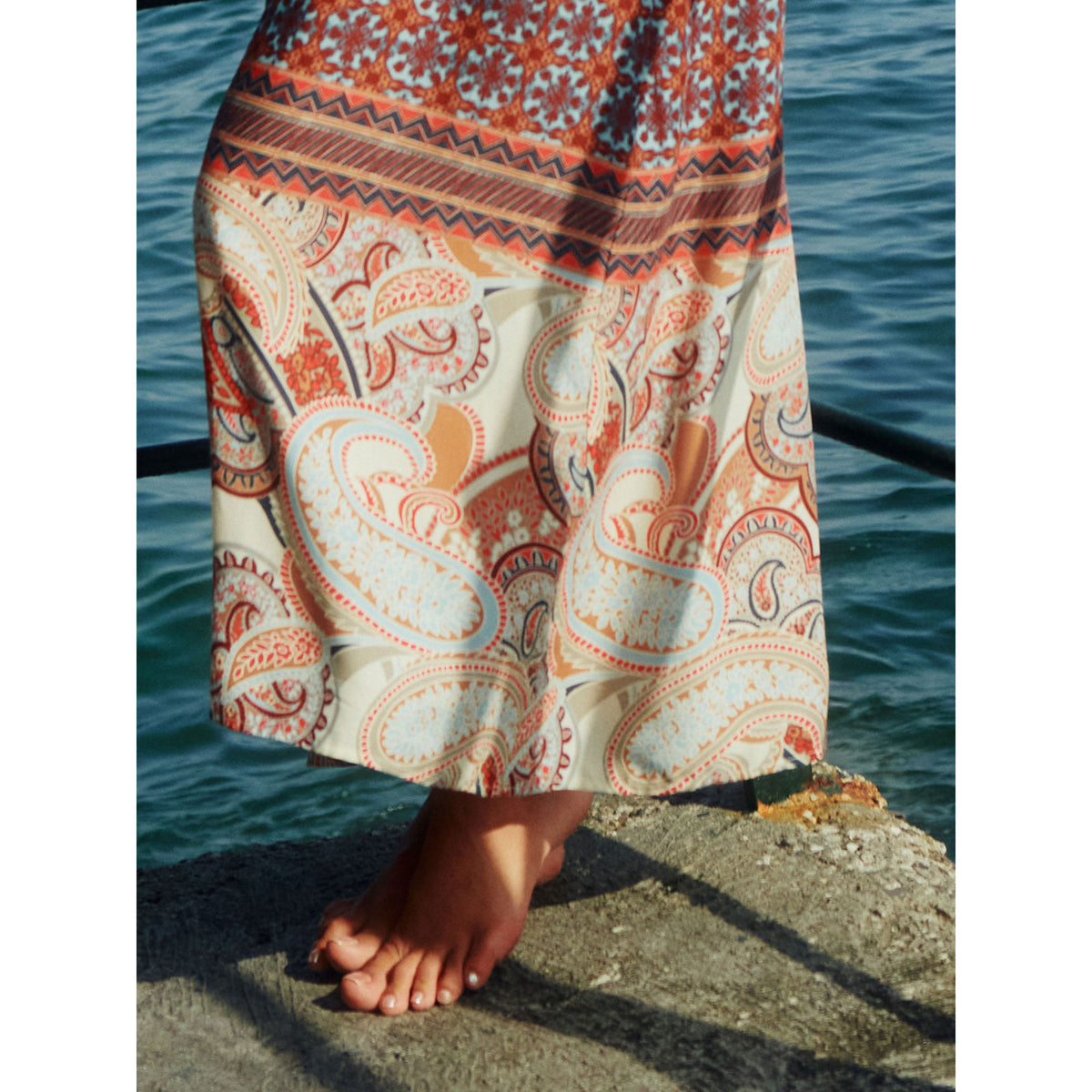 Olivia Kaftan Blue Brown Red Paisley Women Beachwear - Hand Made In Italy SALE