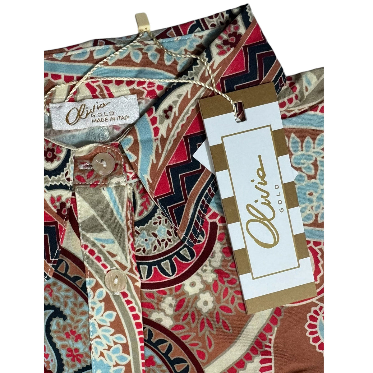 Olivia Kaftan Blue Brown Red Paisley Women Beachwear - Hand Made In Italy SALE