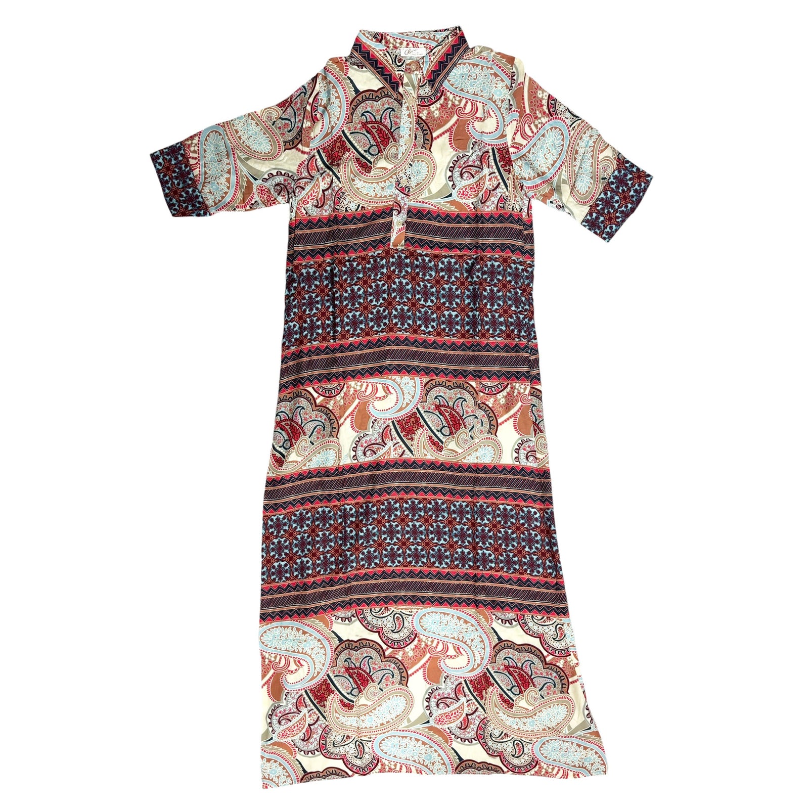 Olivia Kaftan Blue Brown Red Paisley 