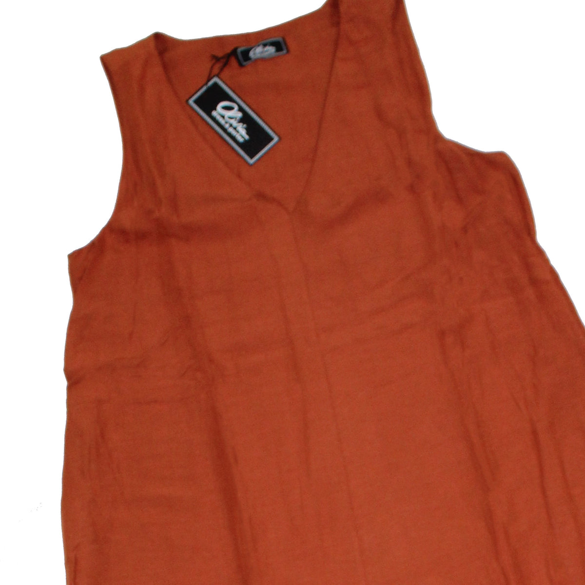 Olivia Long Dress Brown Linen Viscose - Women Beachwear Hand Made In Italy SALE