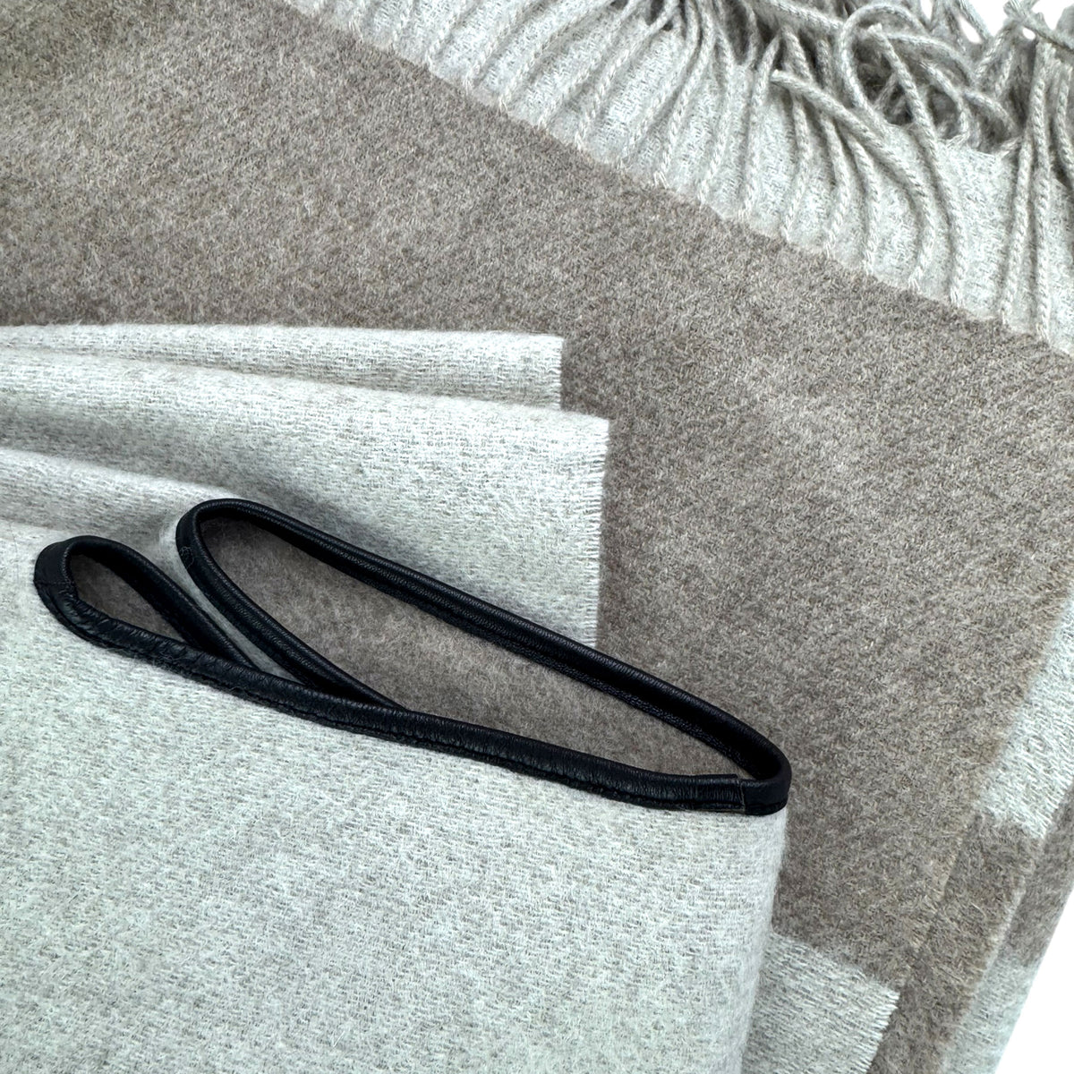 Agnona Cashmere Cape Beige Gray Reversible