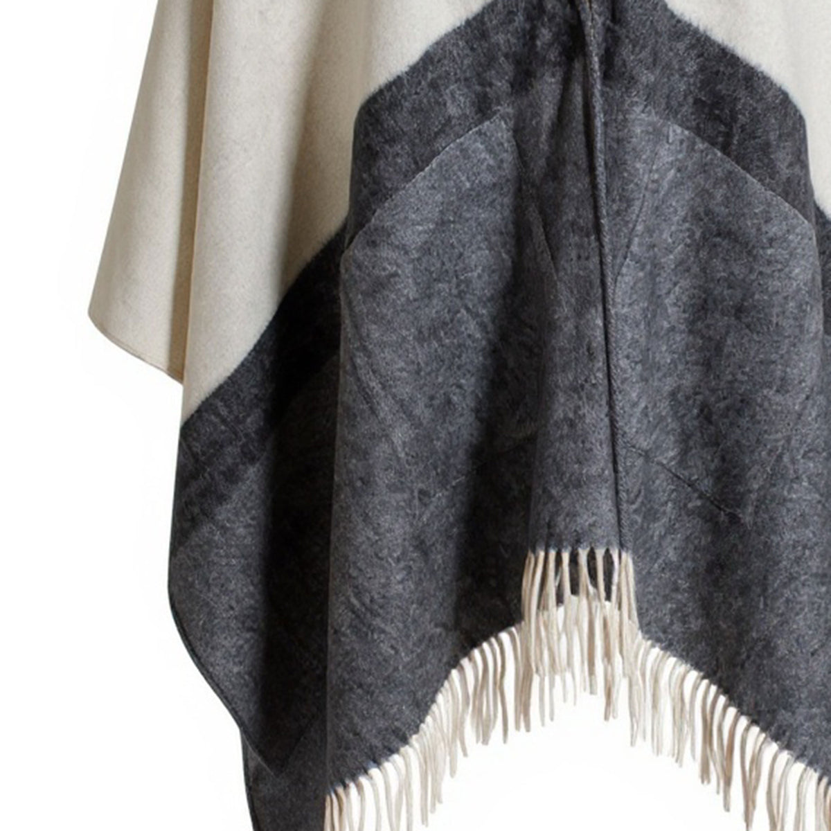 Agnona Cashmere Cape Gray White Design