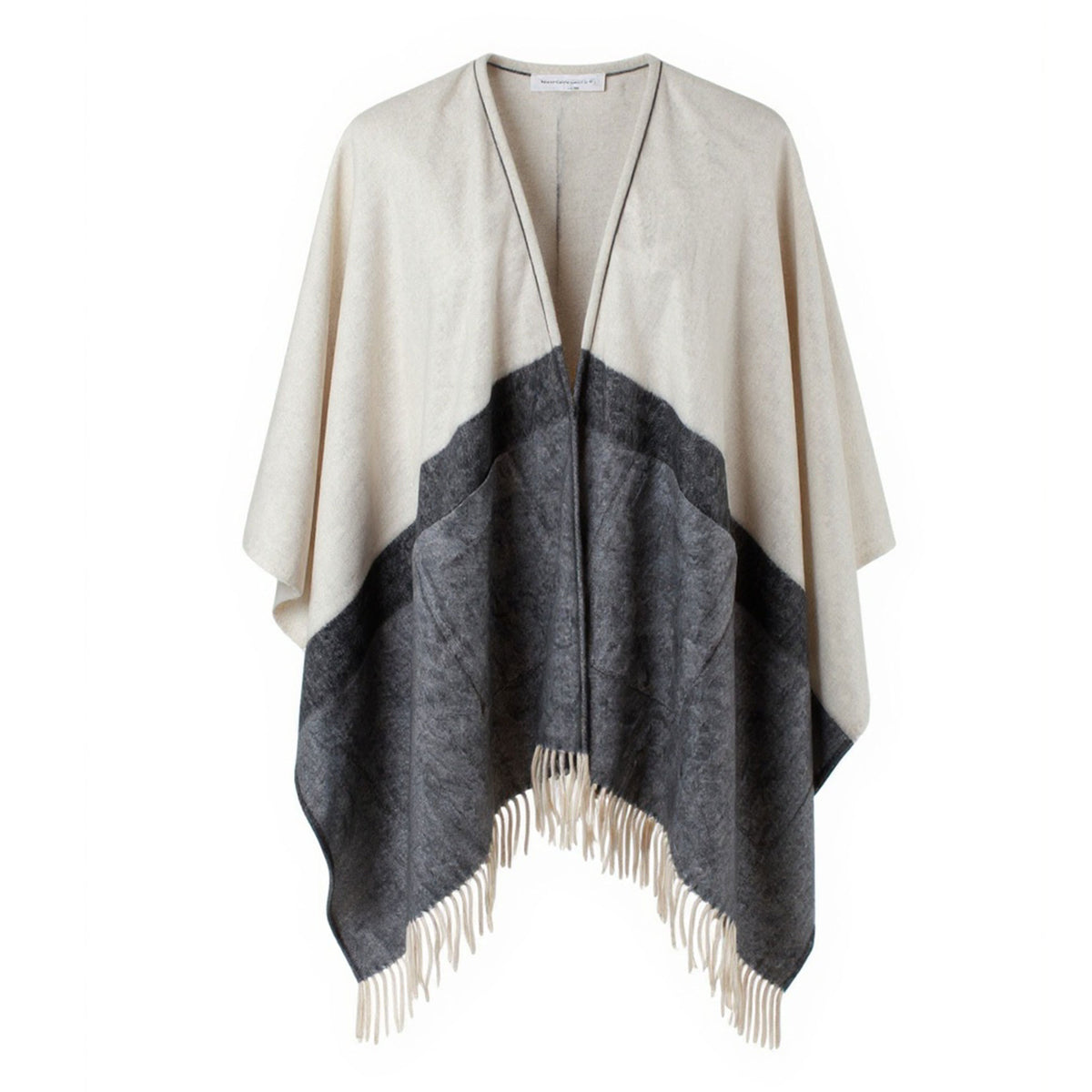 Agnona Cashmere Cape Gray White Design