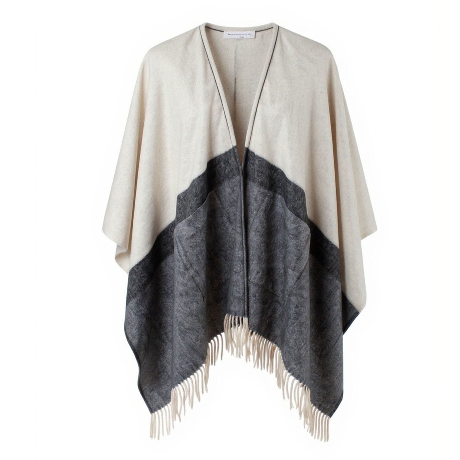 Agnona Cashmere Cape Gray White Design