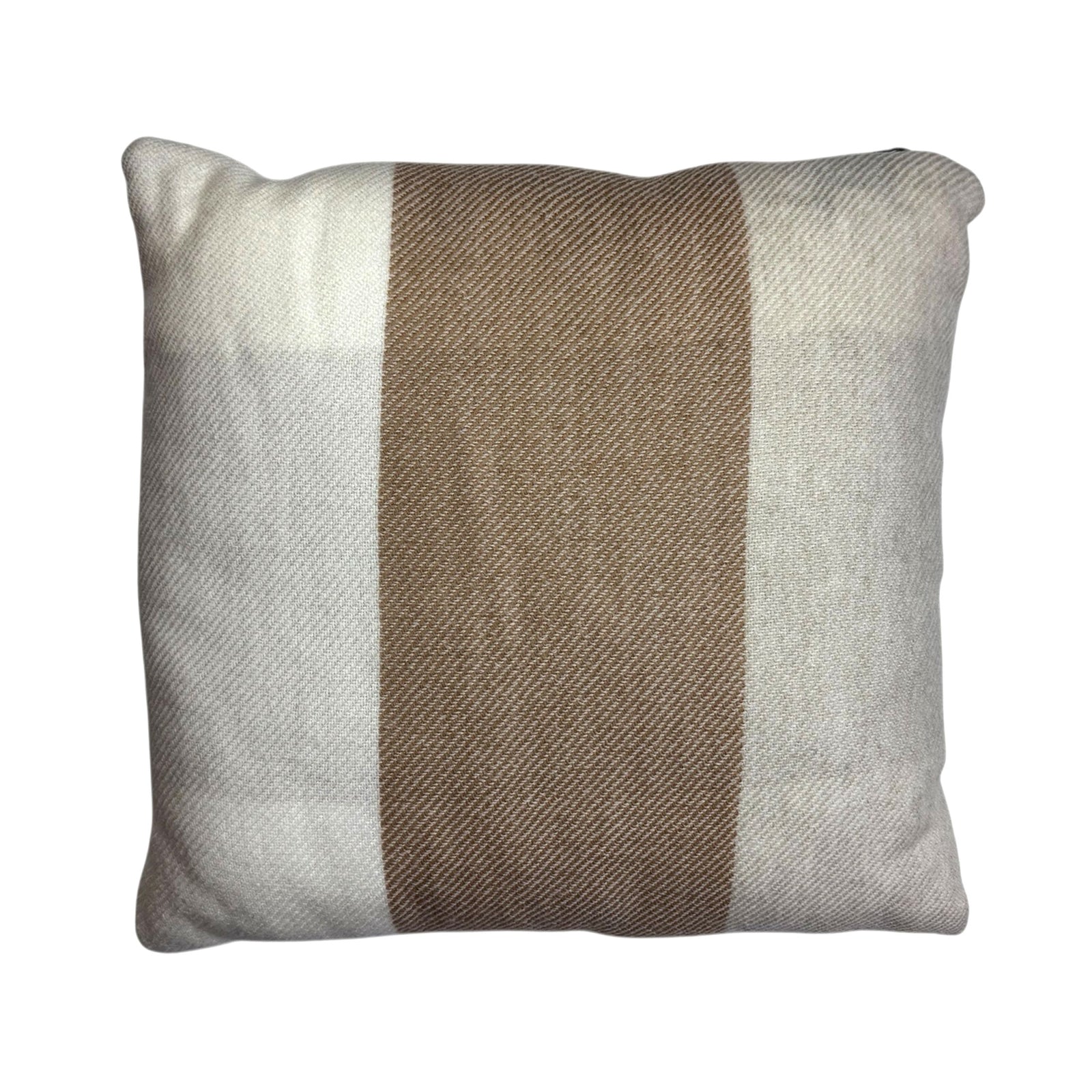 Agnona Wool Pillow Beige White Brown Stripe
