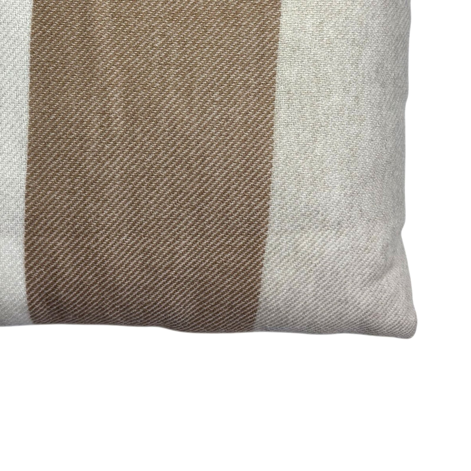 Agnona Wool Pillow Beige White Brown Stripe