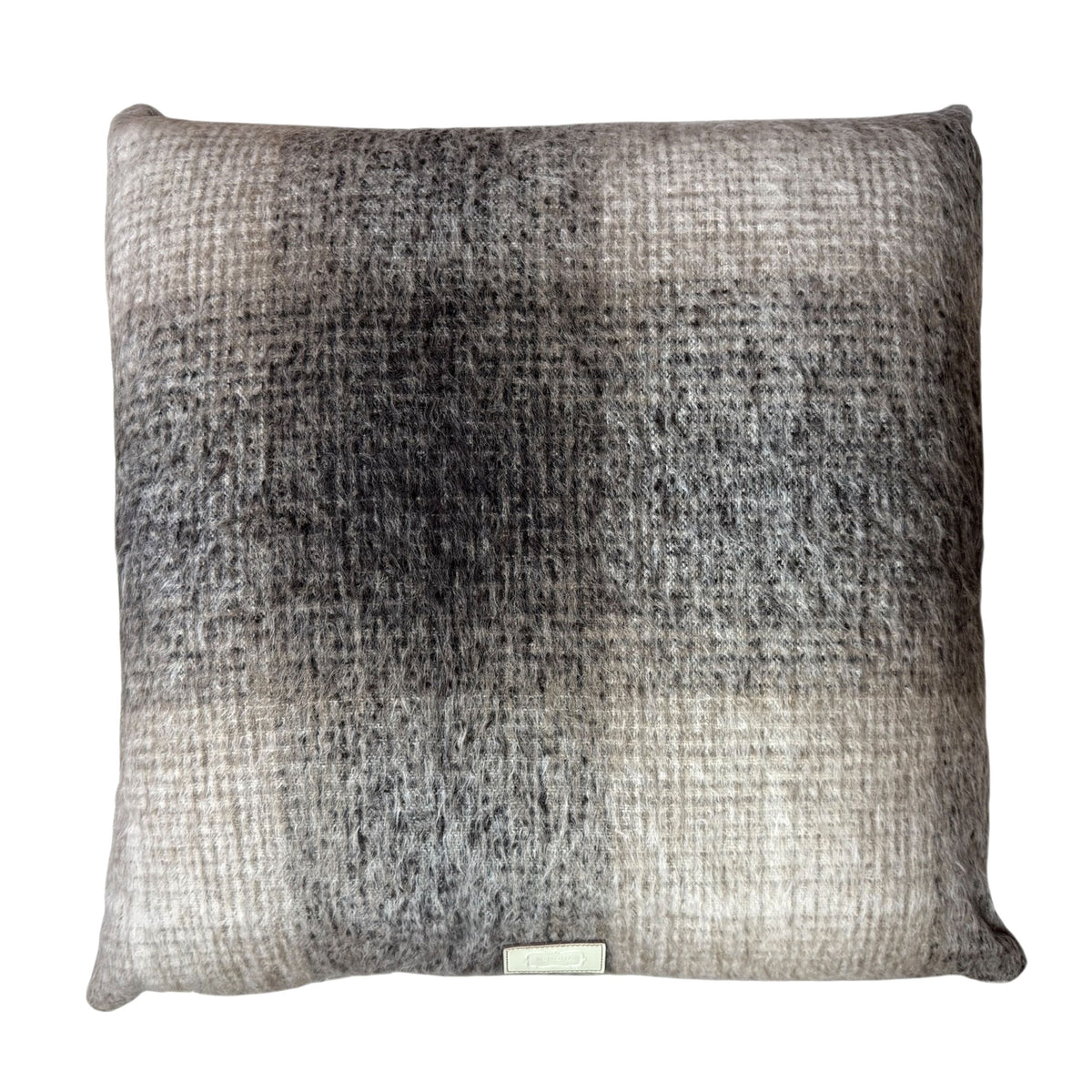 Agnona Pillow Camel Gray Plaid - Alpaca Wool - Large