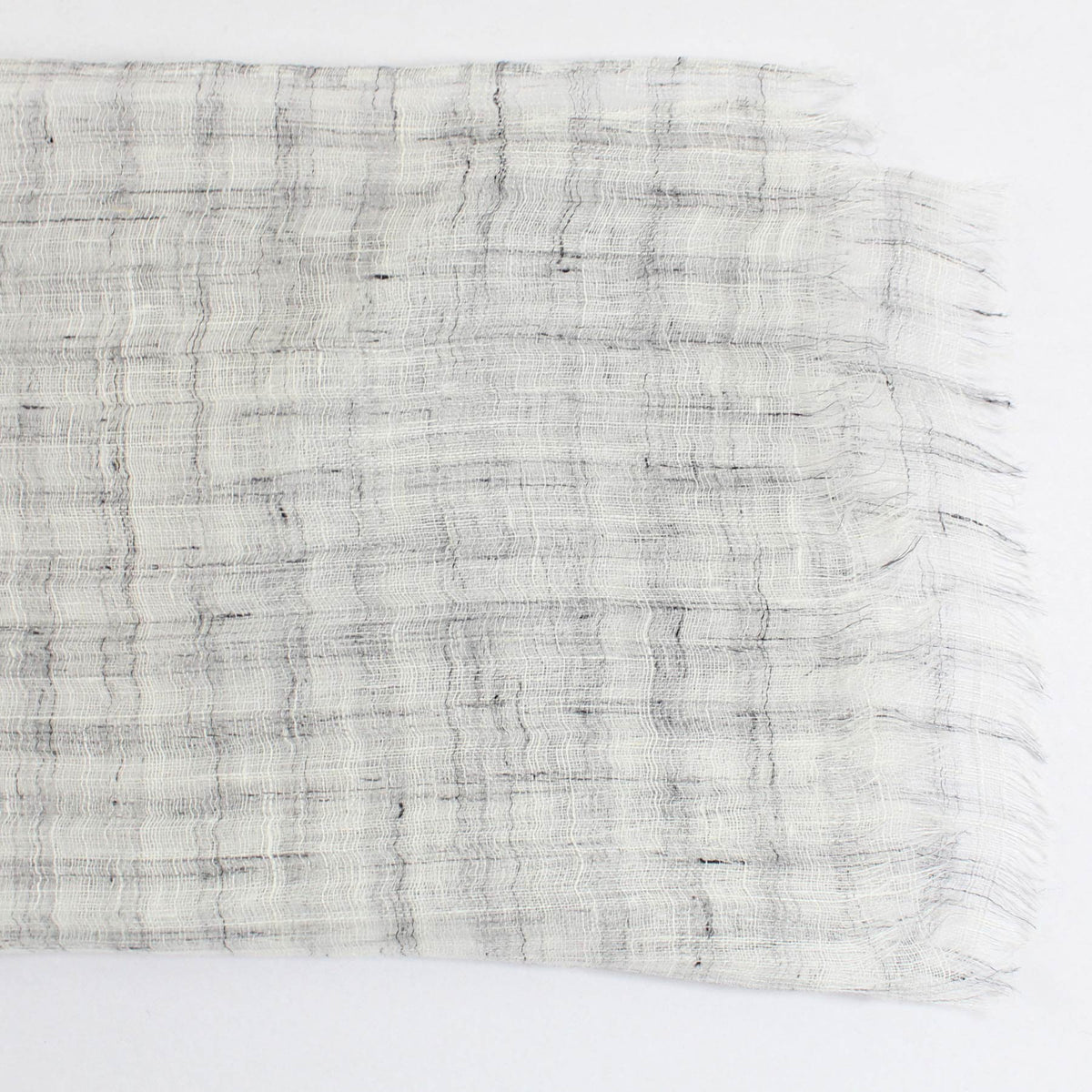 Agnona Linen Scarf Gray Check Design - Luxury Shawl FINAL SALE