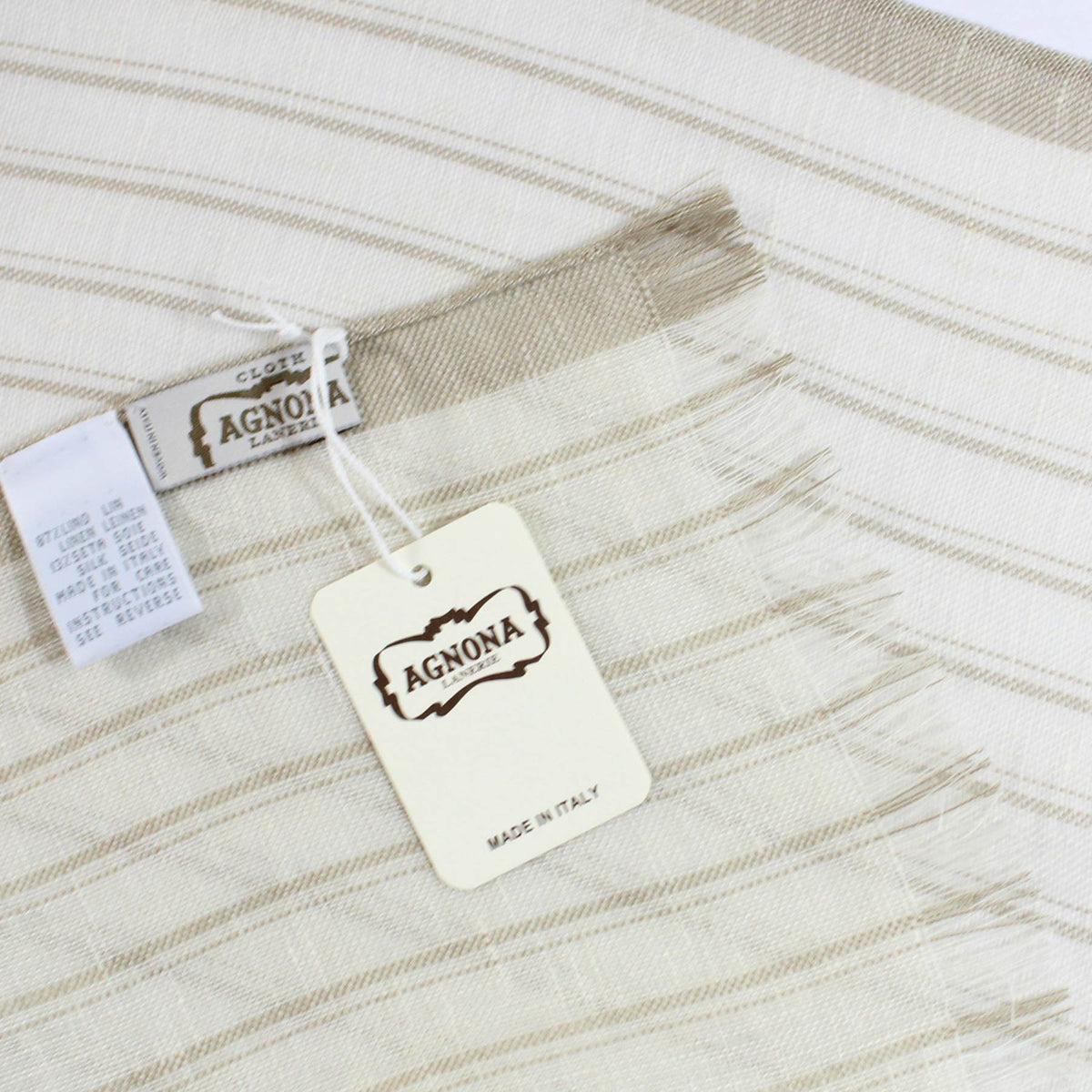 Agnona Scarf Beige Stripes Lightweight Linen Silk Shawl FINAL SALE