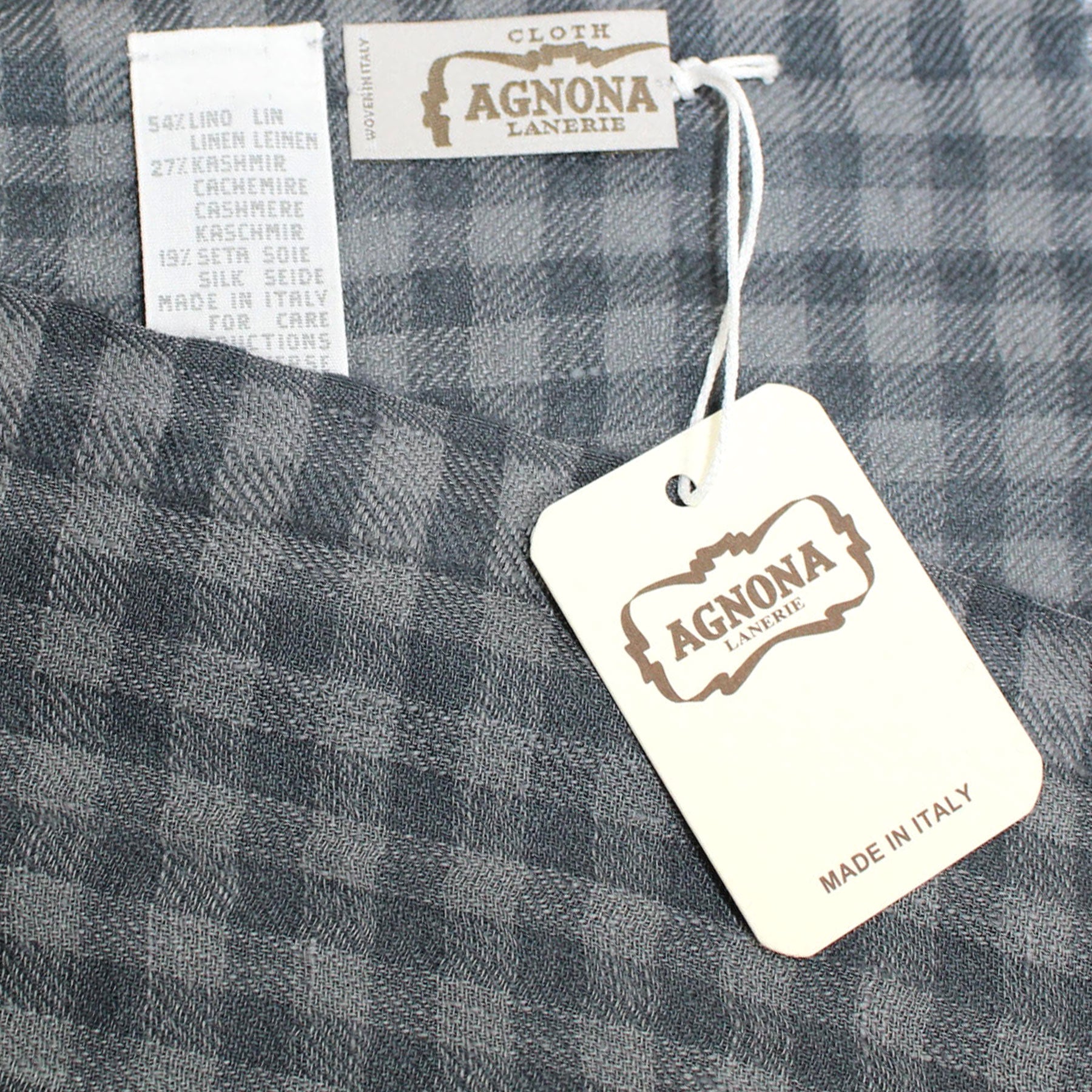 Agnona Scarf Gray Design - Luxury Linen Cashmere Silk Shawl