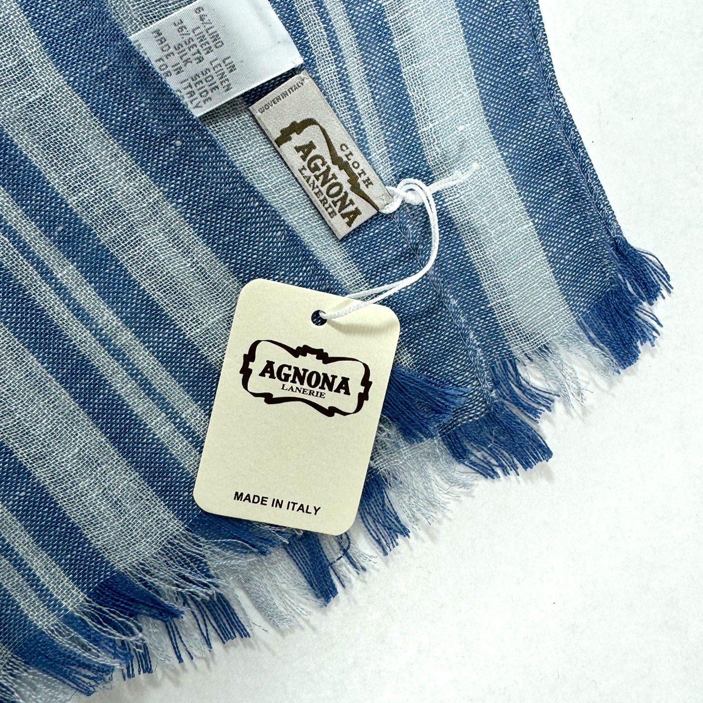 Agnona Scarf Navy Gray Stripes Design - Luxury Women Shawl