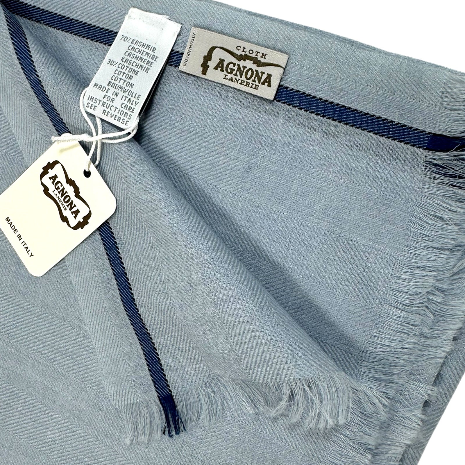 Agnona Scarf Light Blue Cashmere Cotton Shawl SALE