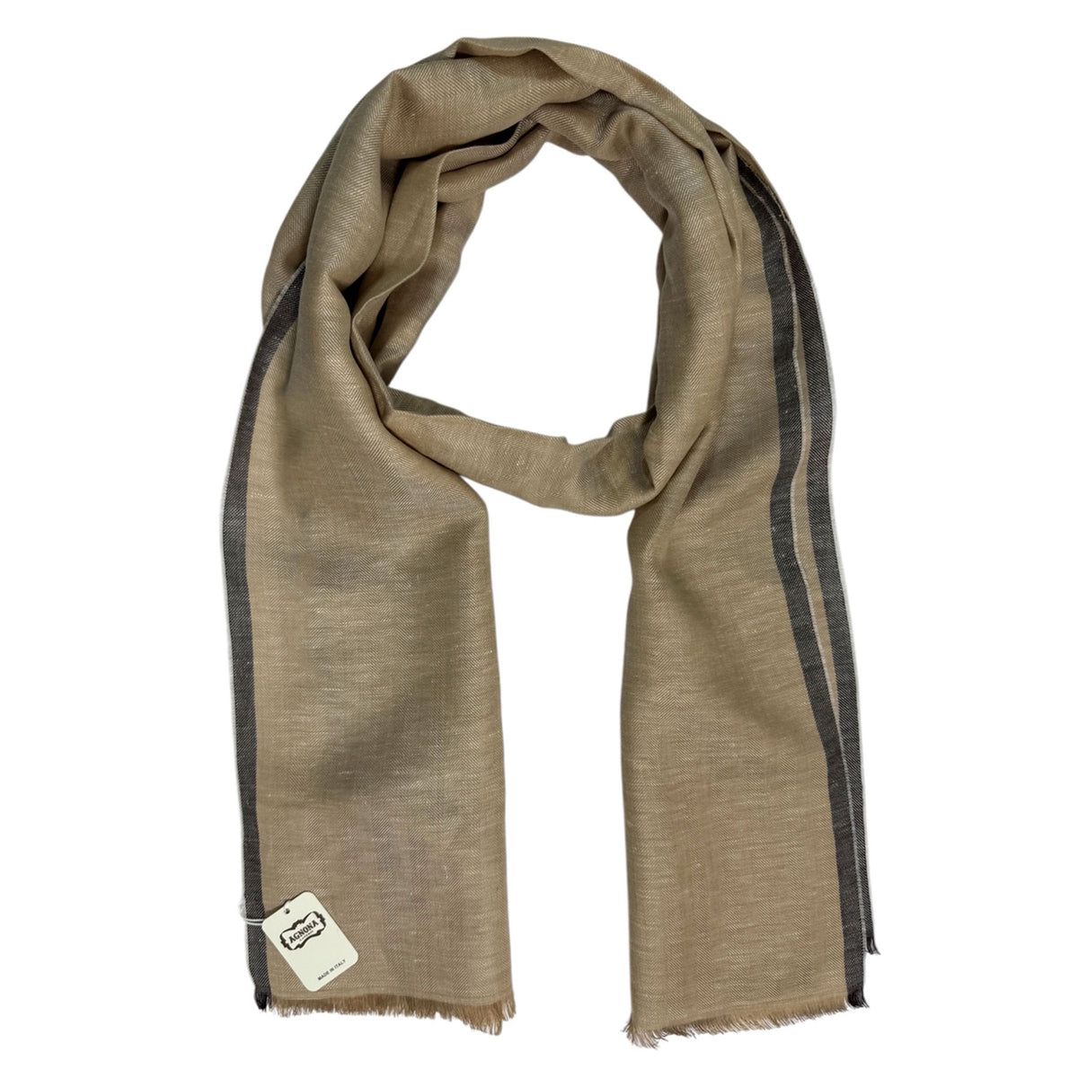 Agnona Scarf Beige - Luxury Linen Cotton Silk Designer Shawl SALE