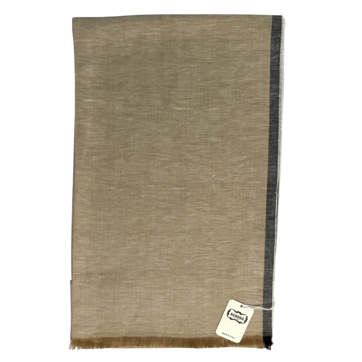 Agnona Scarf Beige - Luxury Linen Cotton Silk Designer Shawl SALE