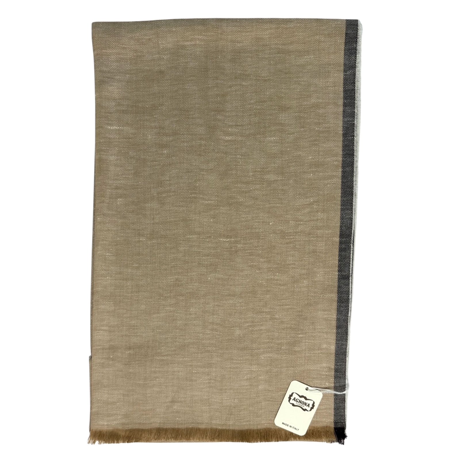 Agnona Scarf Beige - Luxury Linen Cotton Silk Designer Shawl SALE