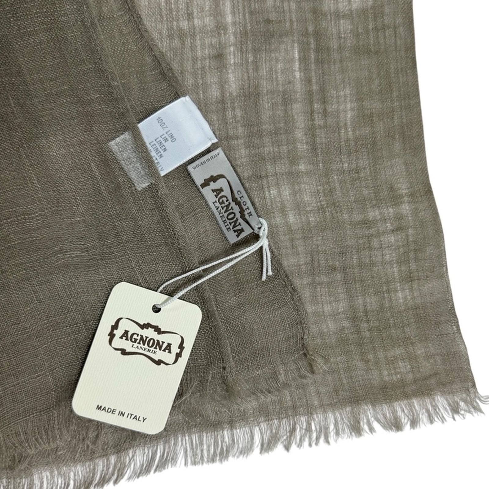 Agnona Scarf Taupe - Luxury Linen Designer Shawl SALE