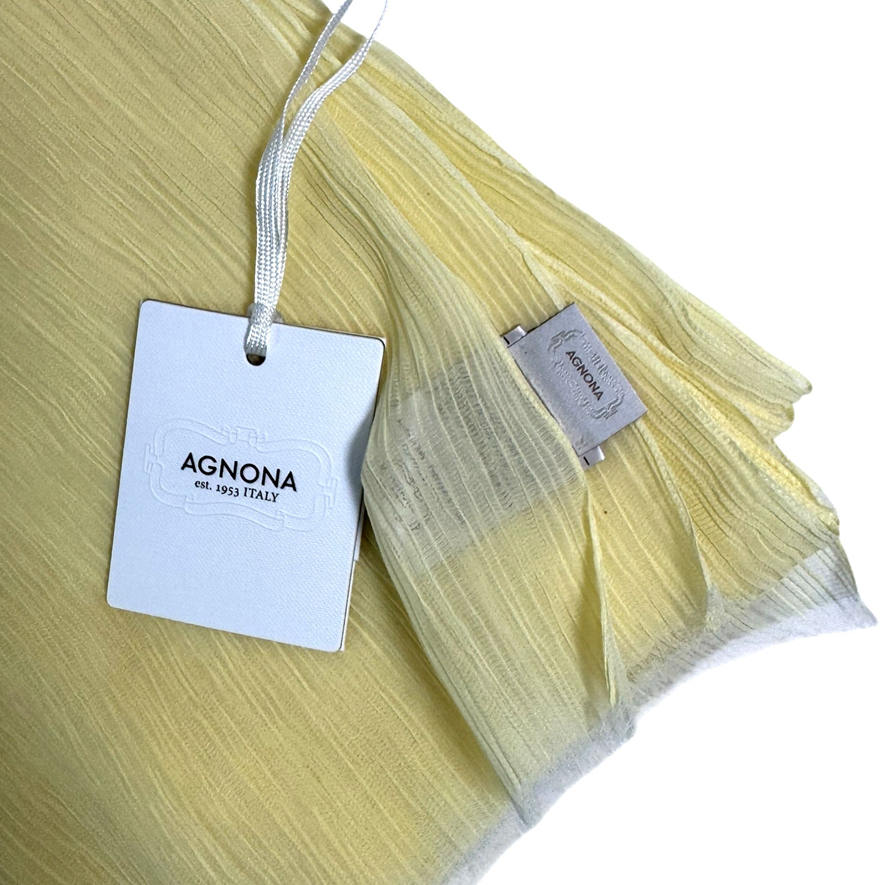 Agnona Scarf Yellow Pleated Design - Luxury Cotton Silk Shawl