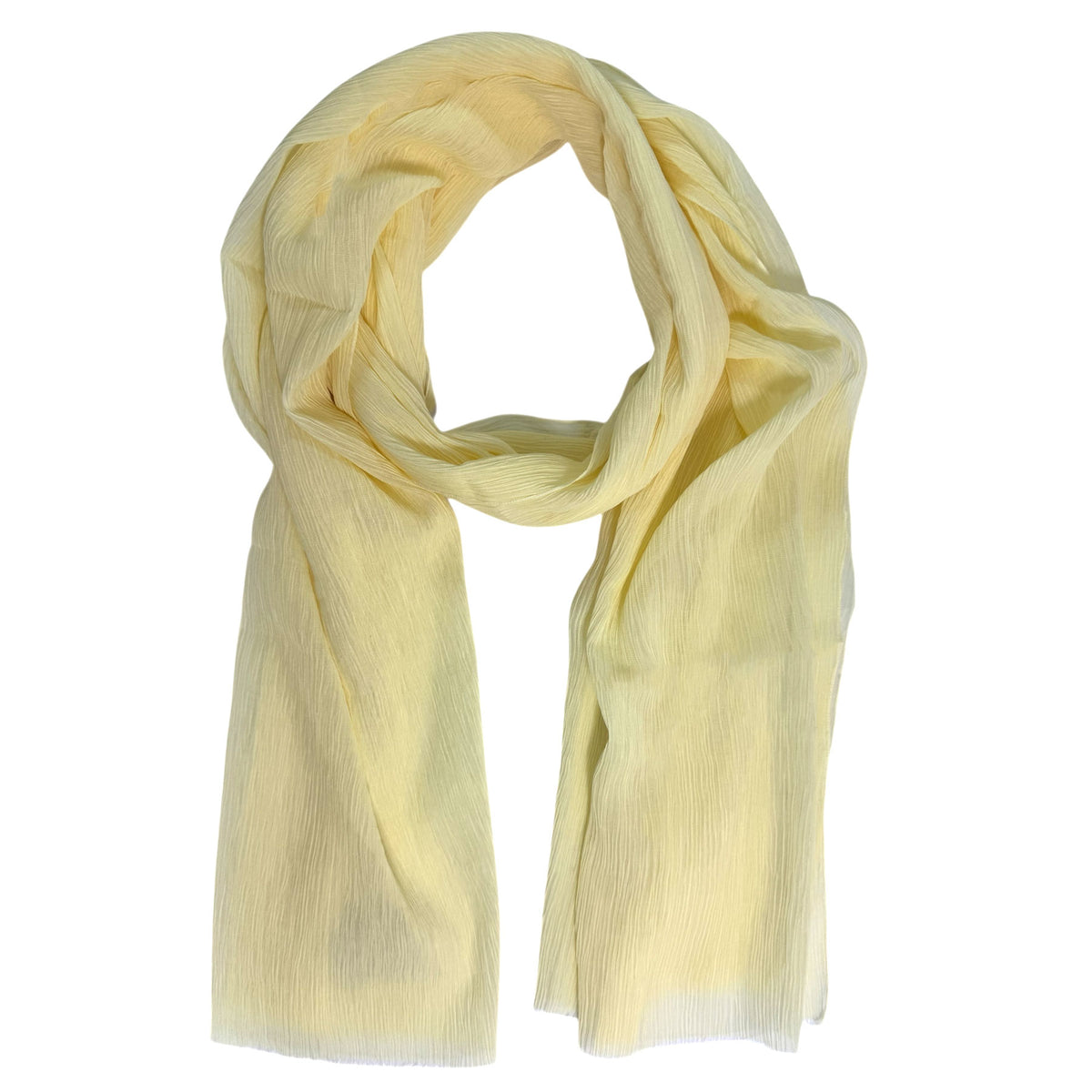 Agnona Scarf Yellow Pleated Design - Luxury Light Weight Cotton Silk Shawl SALE