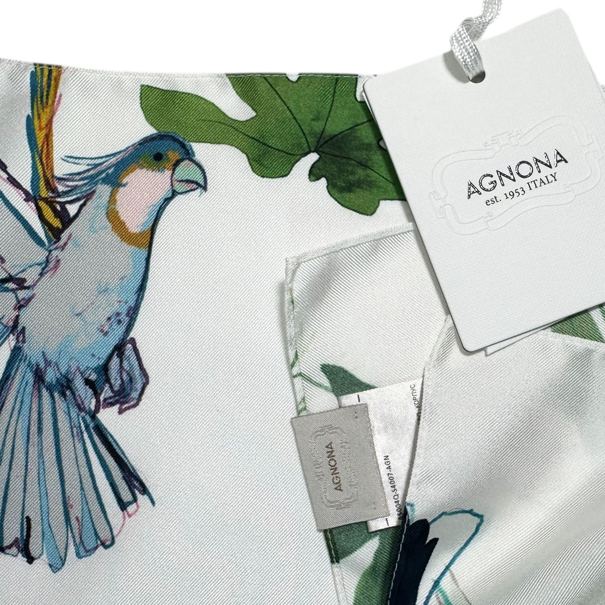 Agnona Small Silk Scarf Birds Design
