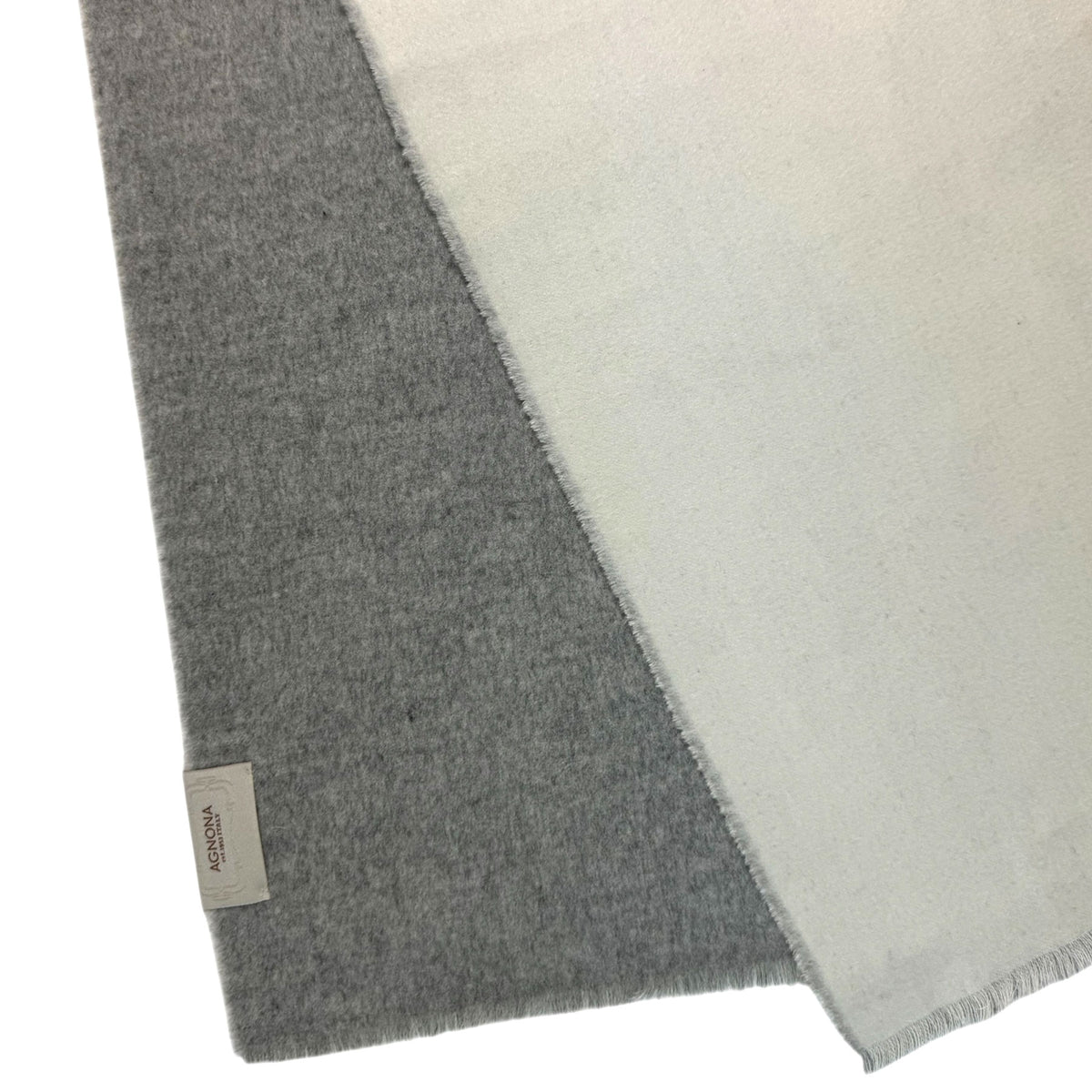 Agnona Scarf Gray White Solid - Luxury Silk Shawl