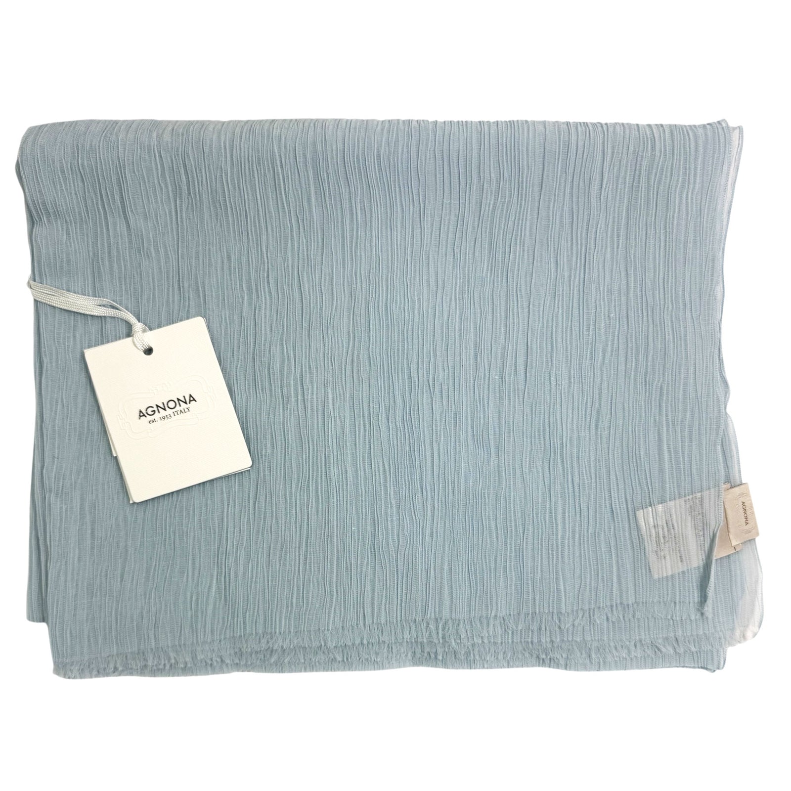 New Agnona Scarf Light Blue Pleated Design 
