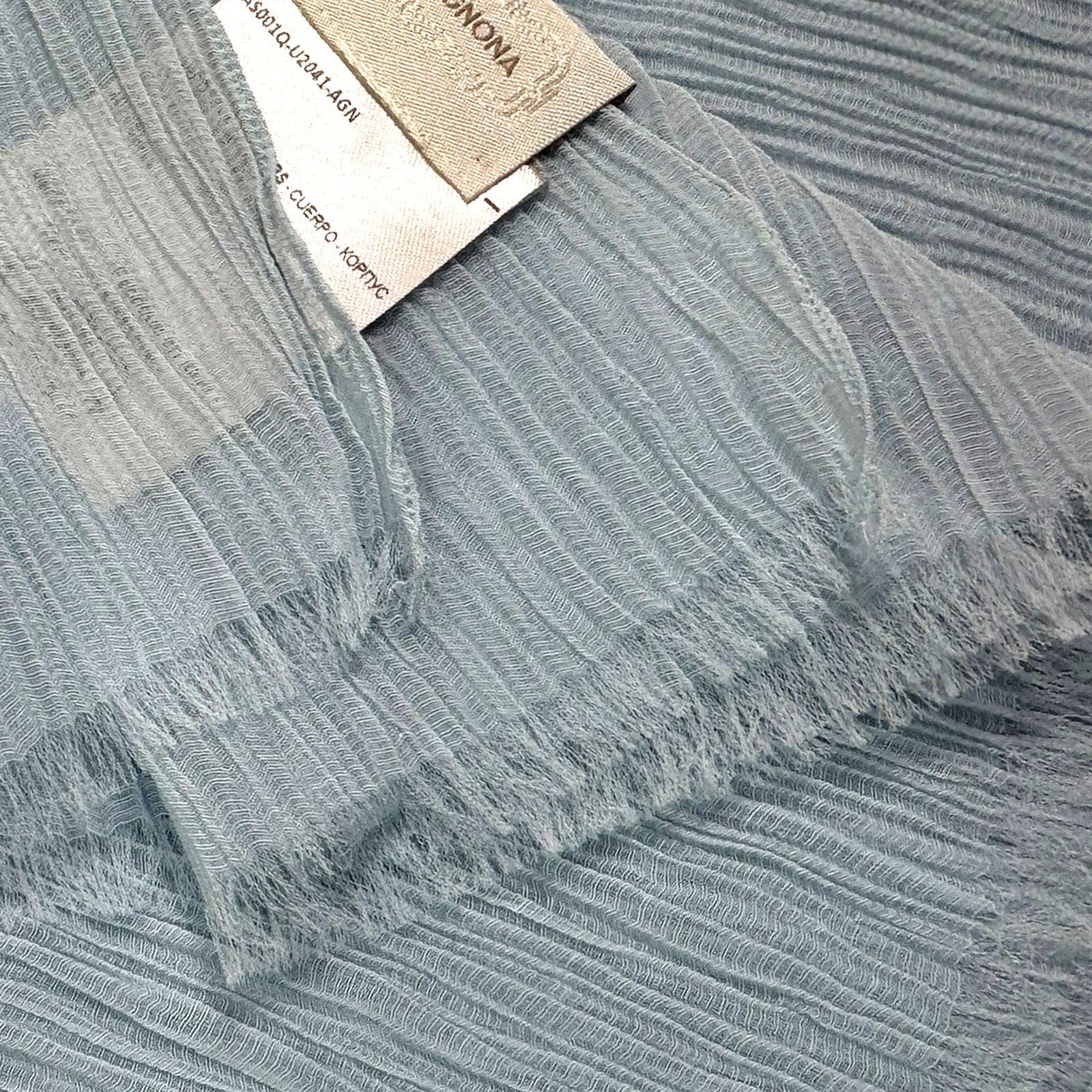 New Agnona Scarf Light Blue Pleated Design 