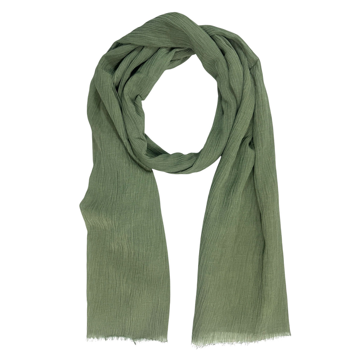 Agnona Scarf Green Pleated Design - Luxury Cotton Silk Shawl SALE