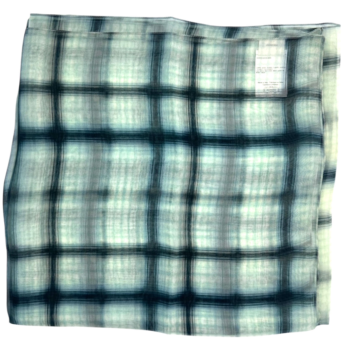 Agnona Scarf White Gray Metal Blue Extra Large Square Silk Shawl