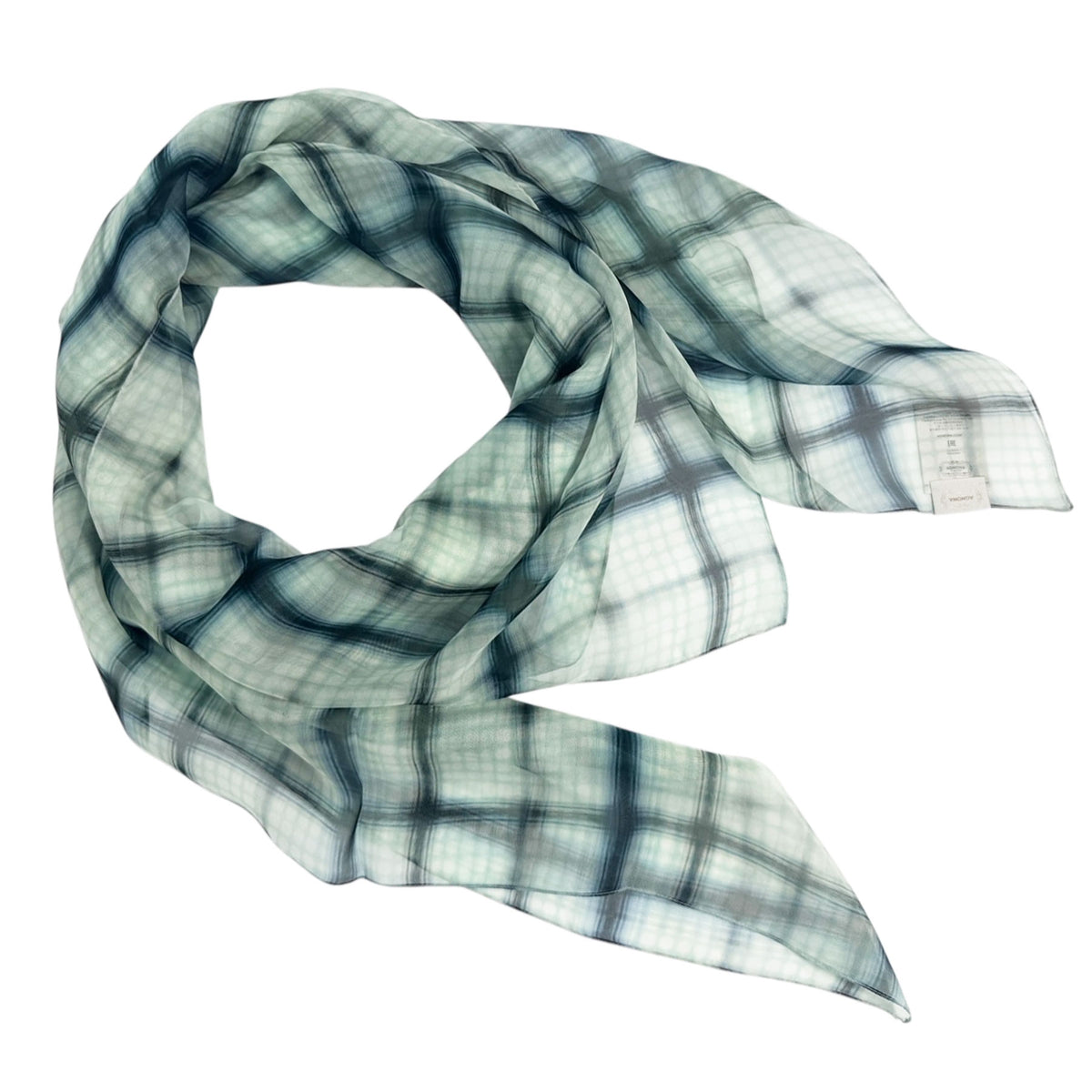 Agnona Scarf White Gray Metal Blue Design - Extra Large Square Silk Shawl