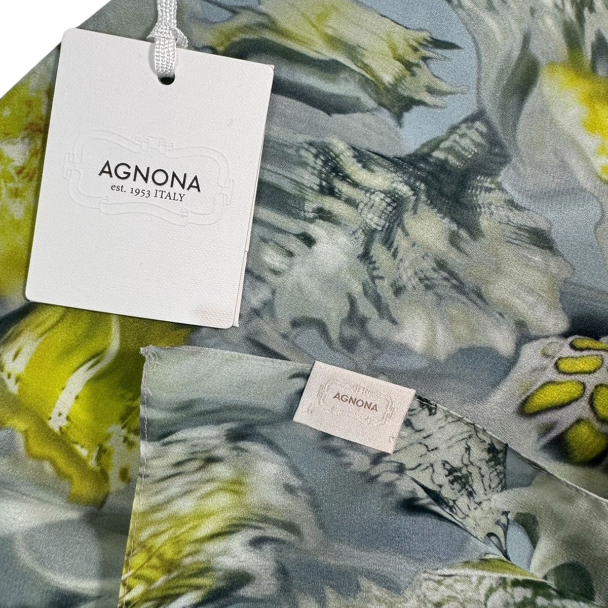 Agnona Scarf Gray Shells Design - Light Weight Silk Shawl