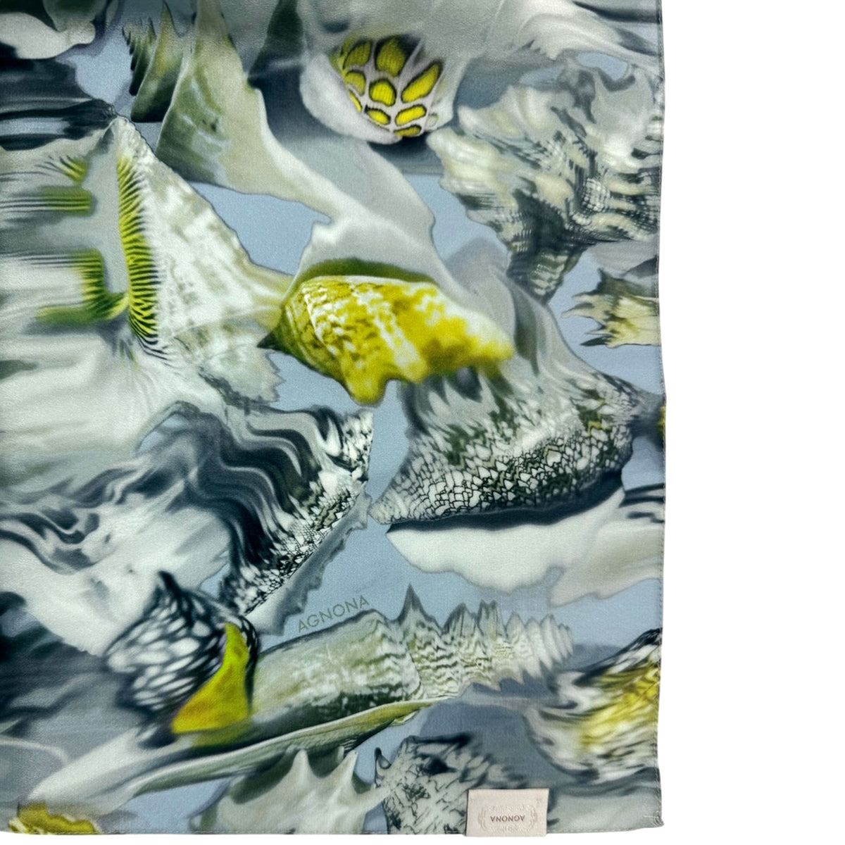 Agnona Scarf Gray Shells Design - Light Weight Silk Shawl SALE