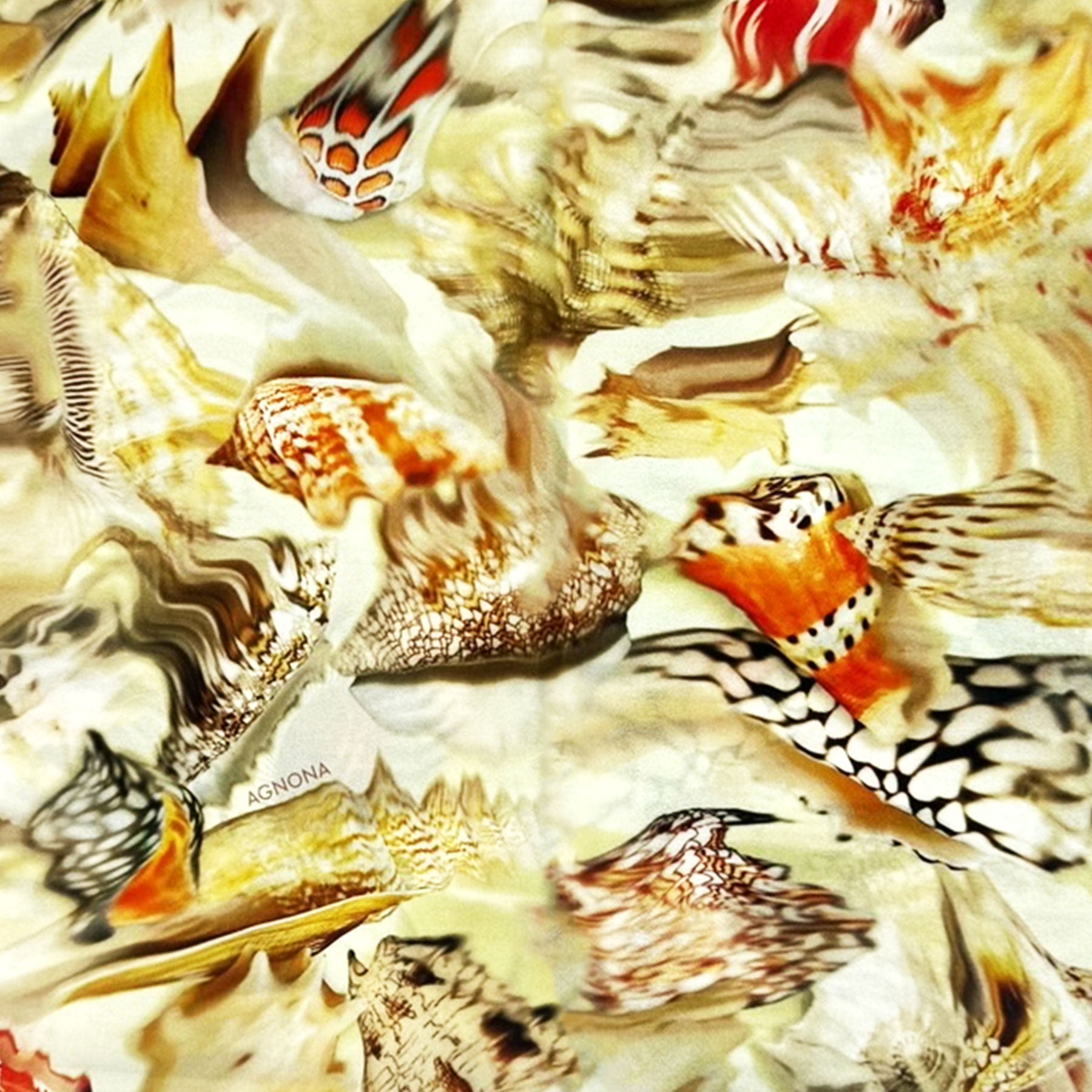 Agnona Scarf Shells Design - Light Weight Silk Woman Shawl