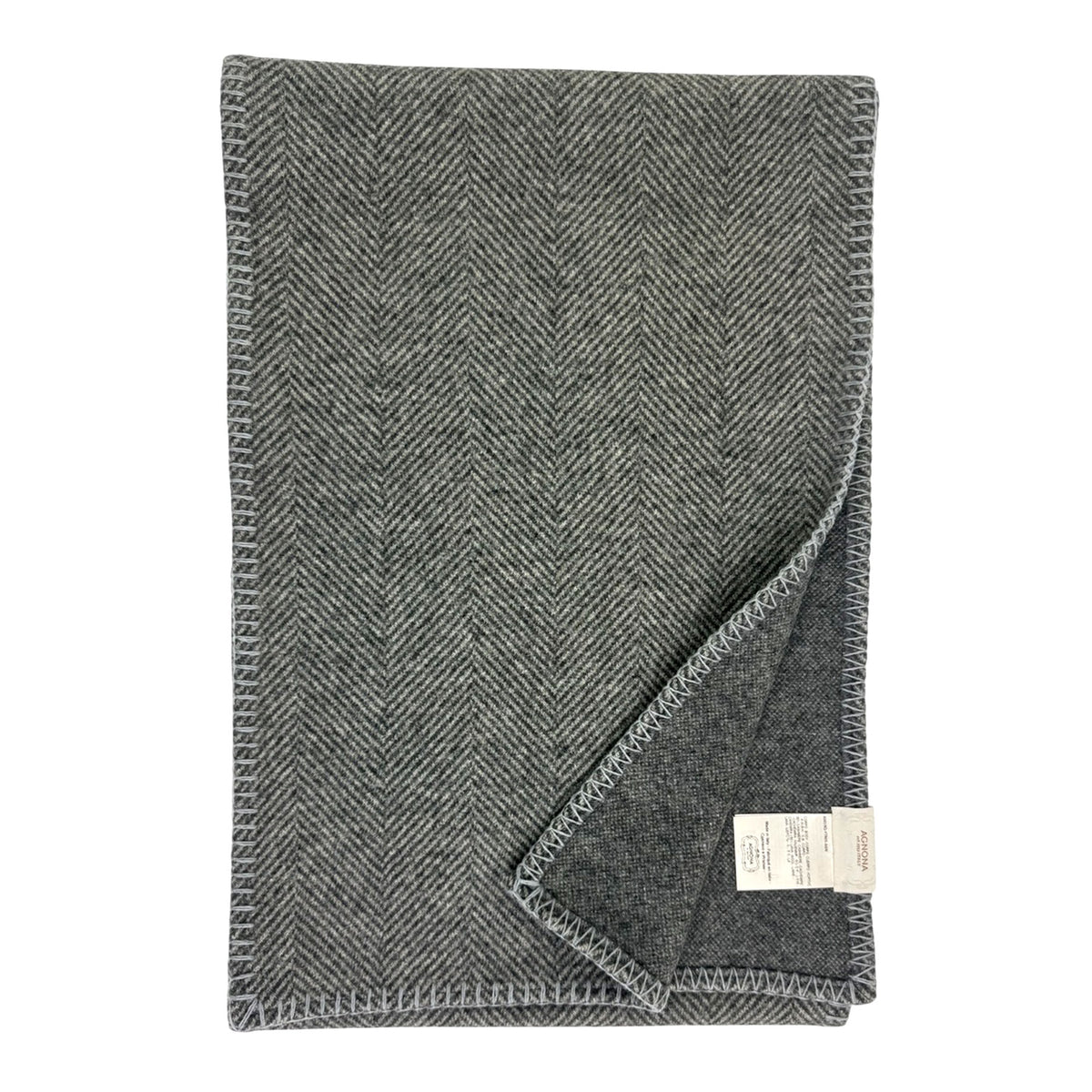 Agnona Scarf Gray Herringbone - Wool Cashmere Shawl