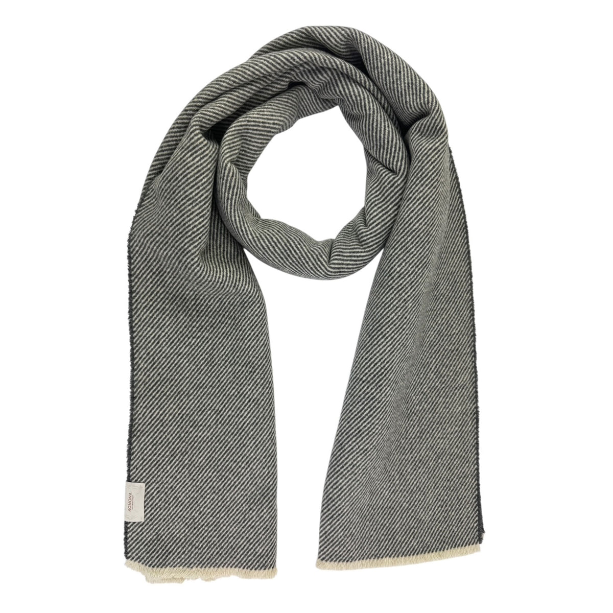 Agnona Scarf Gray Stripes - Luxury Medium-Heavy Weight Cashmere Shawl