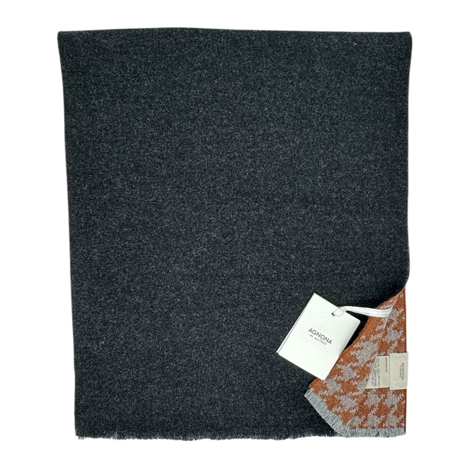 Agnona Scarf Black With Houndstooth Reverse - Medium Weight Cashmere Shawl